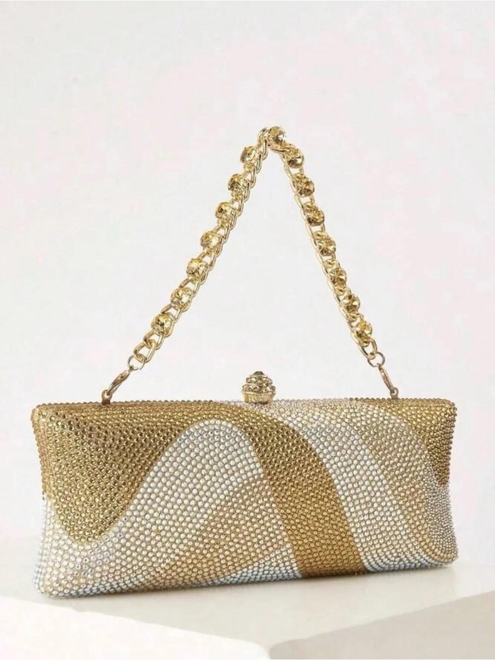 Gold Crystal Evening Clutch Handbag